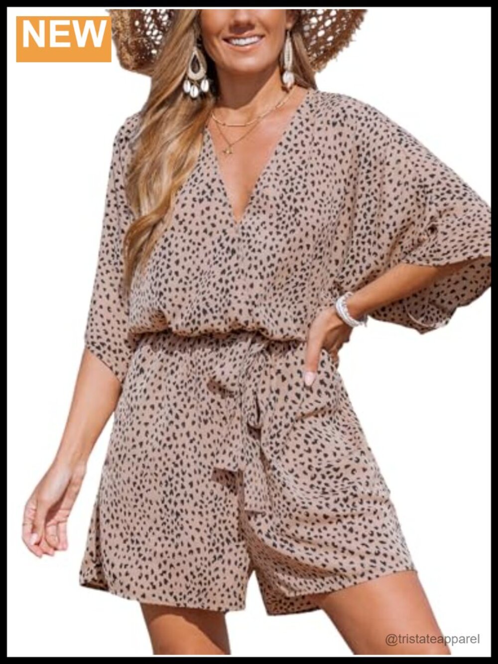Cupshe Women's V-Neck Wide Leg Mini Romper Loose Fit Summer Beach Outfit